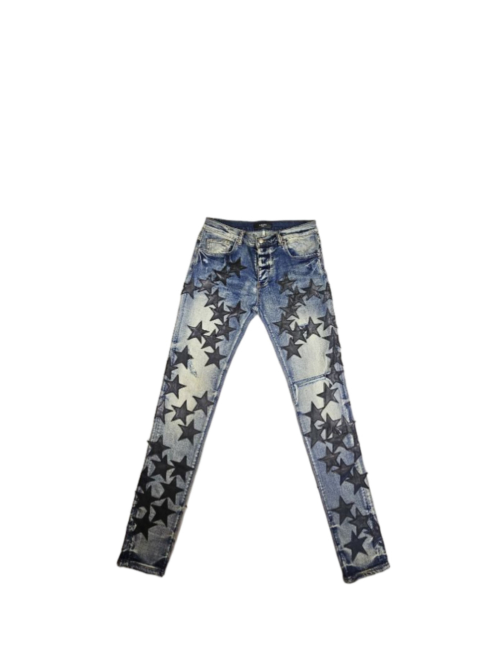 Men's AMIRI Skinny Jeans Waist 32 Blue with Black Stars